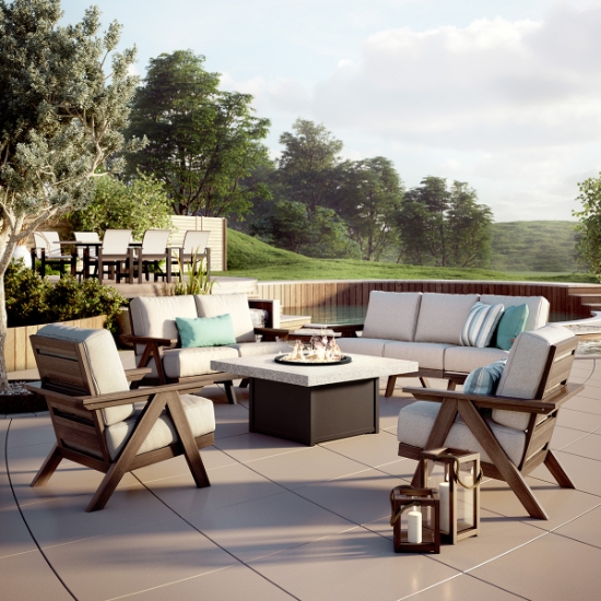 Ava Cushion Patio Set with Stonegate Fire Table