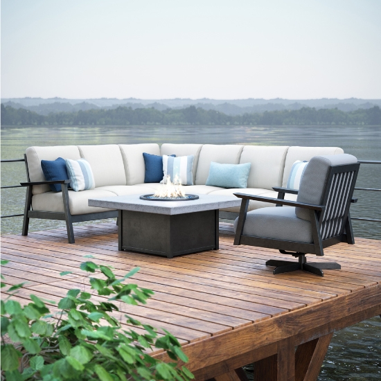 Homecrest square concrete fire table with revive collection