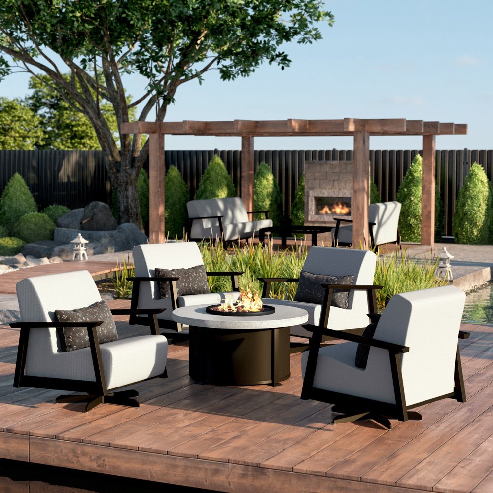 Homecrest aluminum fire table with concrete top