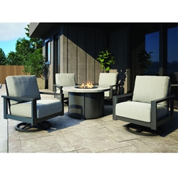 Homecrest Elements Cushion Swivel Rocker Chairs with Timber Fire Table Patio Set - HC-ELEMENTS-SET7