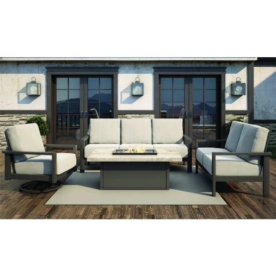 Homecrest Elements Cushion Modern Fire Pit Patio Set - HC-ELEMENTS-SET8
