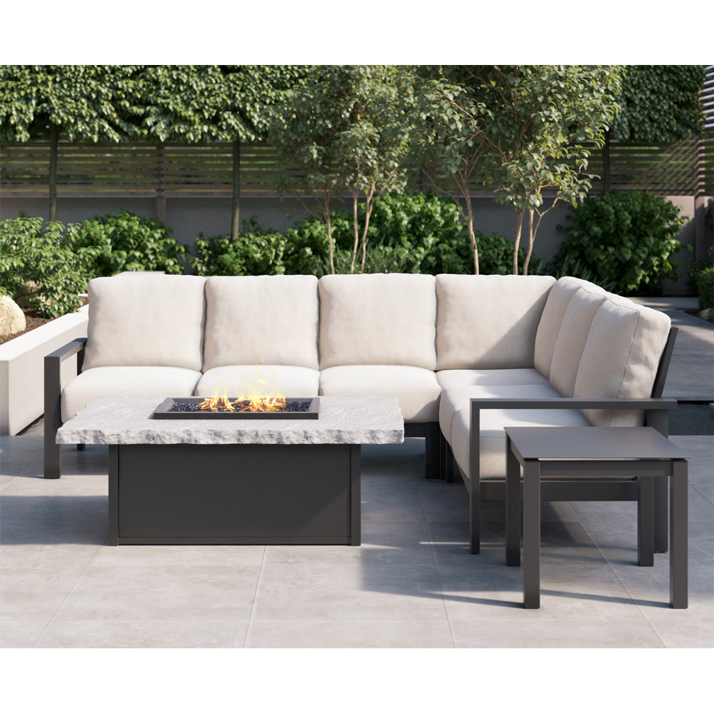 Homecrest Elements Cushion Patio Sectional with Slate Fire Table - HC-ELEMENTS-SET9