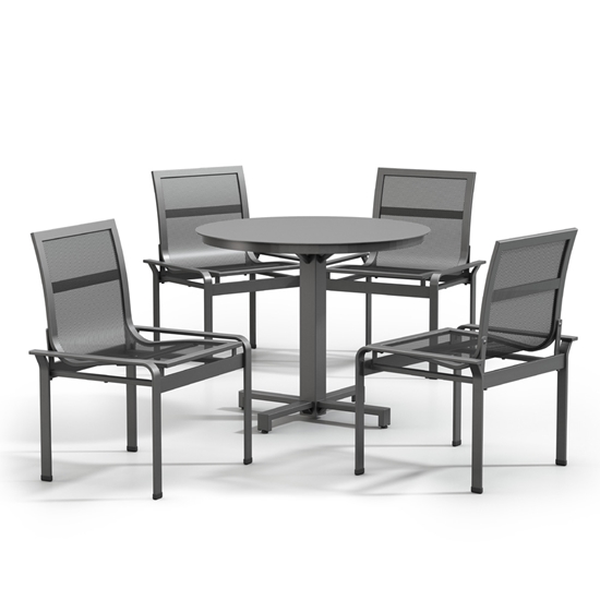 Elevate aluminum dining set with mesh seats