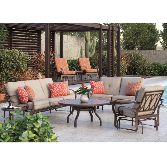 Homecrest Emory Cushion Sofa Glider Patio Set - HC-EMORY-SET1