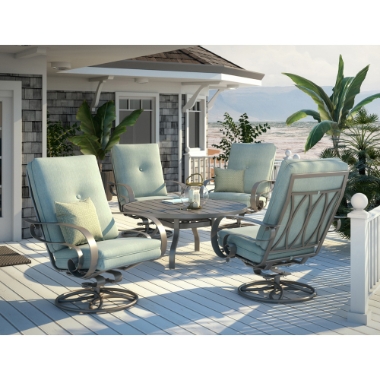 Homecrest Emory Cushion High Back Swivel Rocker Outdoor Chat Set - HC-EMORY-SET3