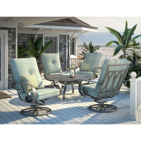 Homecrest Emory Cushion High Back Swivel Rocker Outdoor Chat Set - HC-EMORY-SET3