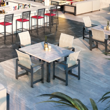 Homecrest Grace Sling 5 Piece Outdoor Dining Set with Timber Table - HC-GRACE-SET8