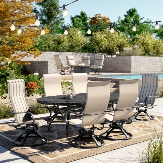 Homecrest Holly Hill Dining Set with High Back Swivel Rockers - HC-HOLLYHILL-SET5
