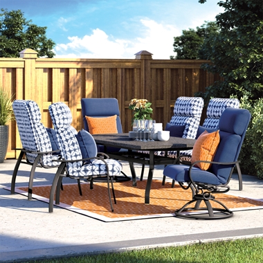 Homecrest Holly Hill Cushion Patio Dining Set for 6 with Shadow Rock Table - HC-HOLLYHILL-SET8