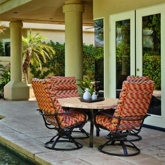 Homecrest Holly Hill 5 Piece Dining Set with Hammered Metal Table - HC-HOLLYHILL-SET6
