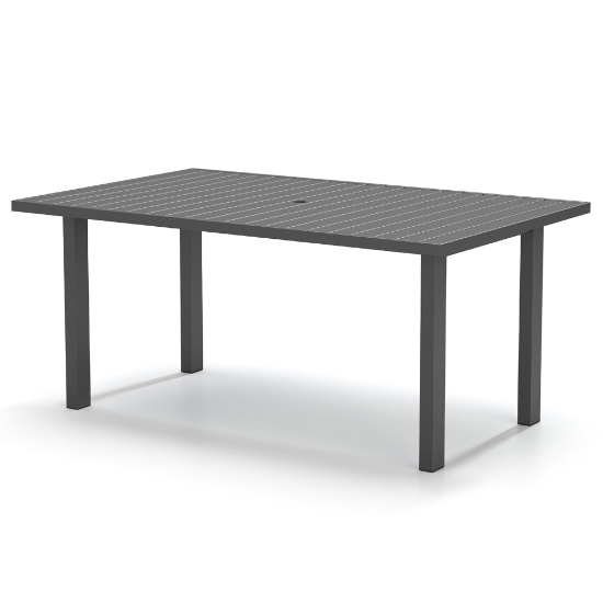 Homecrest Latitude 67" x 42" Rectangular Cafe Table Post Base with Umbrella Hole - 30"H - 624267FLT