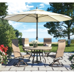 Homecrest Stella High Back Swivel Rocker Outdoor Dining Set with Slate Dining Table - HC-STELLA-SET1