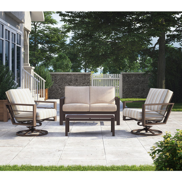 Homecrest Sutton Loveseat and Swivel Rocker Lounge Chair Patio Set - HC-SUTTON-SET6