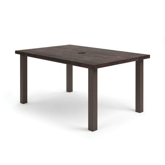 Homecrest Timber 62" x 42" Rectangular Cafe Post Base Table with Umbrella Hole - 254262FTM