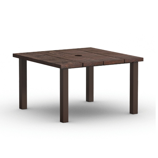 Homecrest Timber 48" Square Cafe Post Base Table with Umbrella Hole - 2548SFTM
