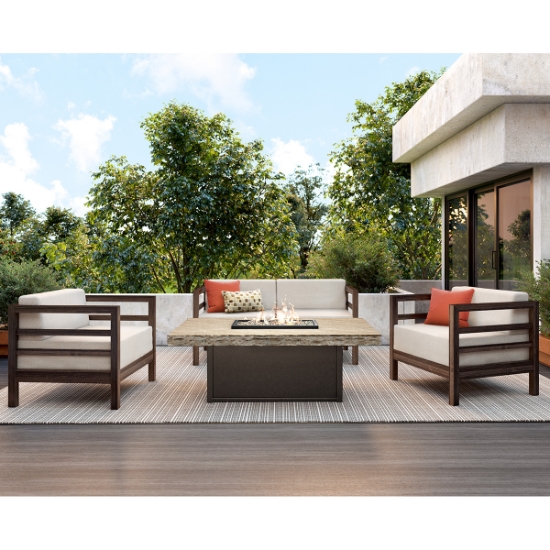 Willow Cushion Patio Set with Slate Fire Table