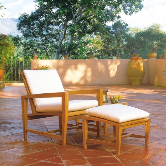 Almalfi Club Chair and Ottoman Teak Set with Cushions