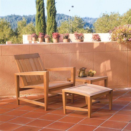 Almalfi Deep Seating Lounge Chair and Ottoman Teak Set
