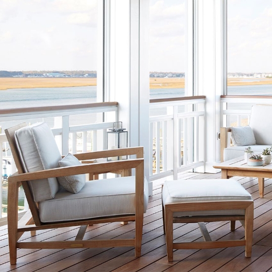 Almalfi Deep Seating Lounge Chair and Ottoman Teak Set