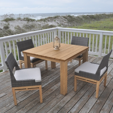 Kingsley Bate Azores Wicker and Teak Square Patio Dining Set - KB-AZORES-SET1