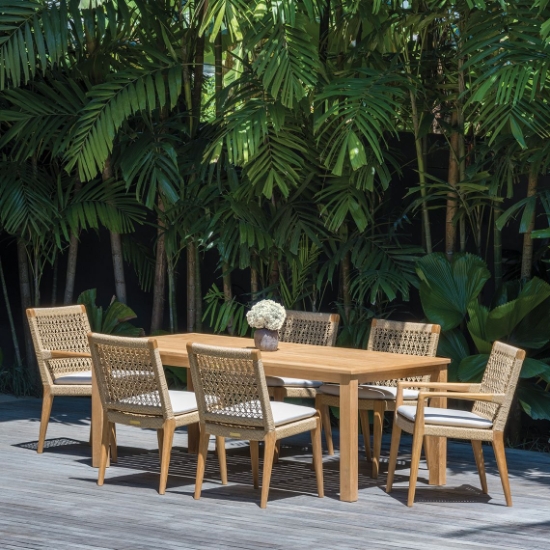 Barcelona Teak and Rope Dining Set for 6 side
