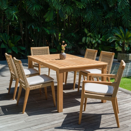 Barcelona Teak and Rope Dining Set for 6