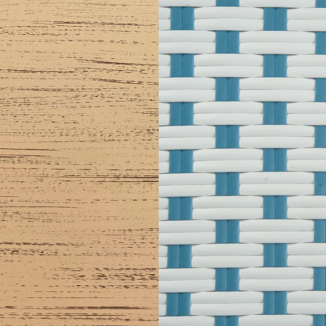 Cafe White / French Blue Wicker and Rattan Frame