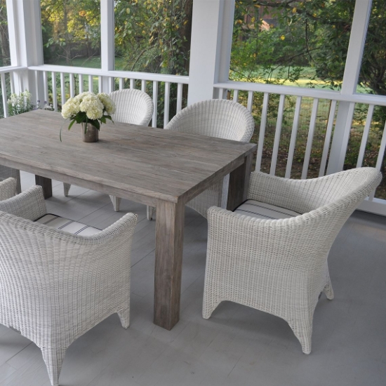 Wicker and Teak Dining Set