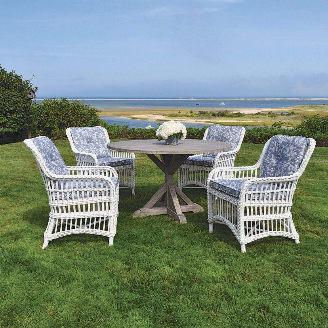 Kingsley Bate Chatham Wicker and Teak Dining Set for 4 - KB-CHATHAM-SET2