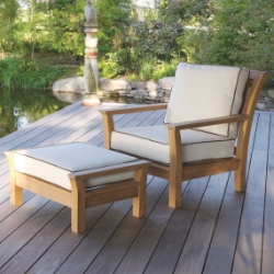 Kingsley Bate Chelsea Teak Deep Seating Lounge Chair and Ottoman Set - KB-CHELSEA-SET4