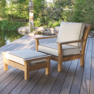 Kingsley Bate Chelsea Teak Deep Seating Lounge Chair and Ottoman Set - KB-CHELSEA-SET4