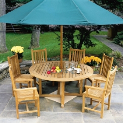 Kingsley Bate Classic Teak Round Dining Set for 6 - KB-CLASSIC-SET6