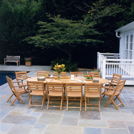 Essex 80-114" Oval Extension Dining Table with Fold-Away Leaves set