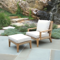 Kingsley Bate Hadley Deep Seating Teak Lounge Chair and Ottoman Set - KB-HADLEY-SET3