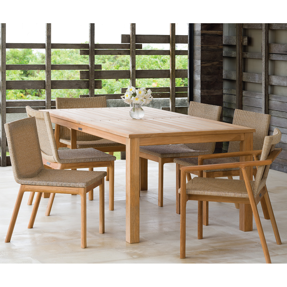 Kingsley Bate Hana Teak and Wicker Patio Dining Set - KB-HANA-SET1