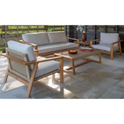 Kingsley Bate Hana Teak and Wicker Sofa and Lounge Chair Patio Set - KB-HANA-SET3