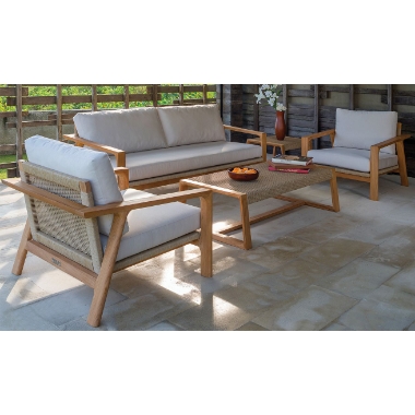 Kingsley Bate Hana Teak and Wicker Sofa and Lounge Chair Patio Set - KB-HANA-SET3