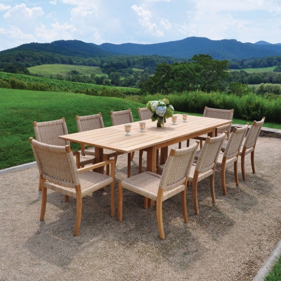 Kingsley Bate Hudson Teak Dining with Extension Table for 10 - KB-HUDSON-SET1