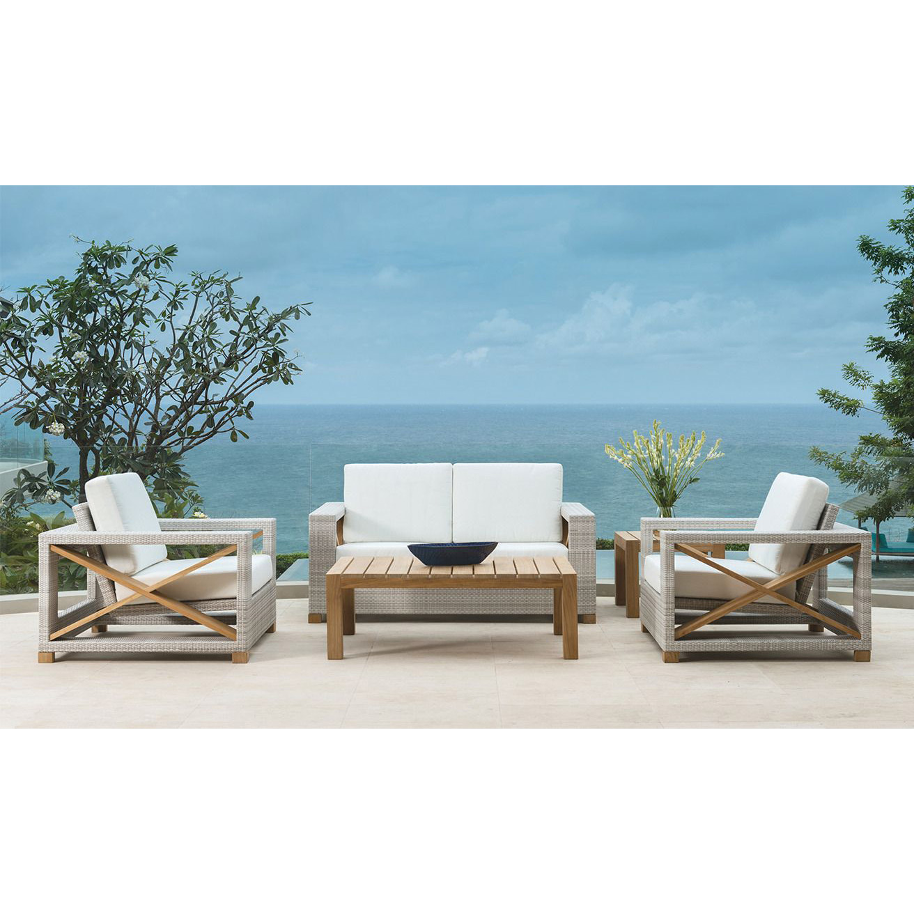 Kingsley Bate Jupiter Teak and Wicker Patio Set - KB-JUPITER-SET1