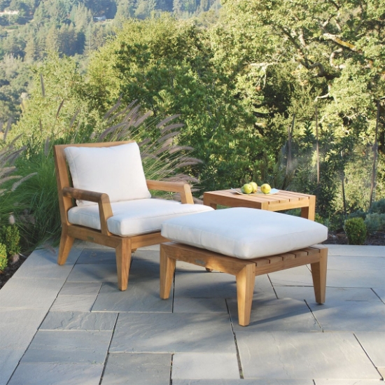 Mendocino Teak Lounge Chair and Ottoman