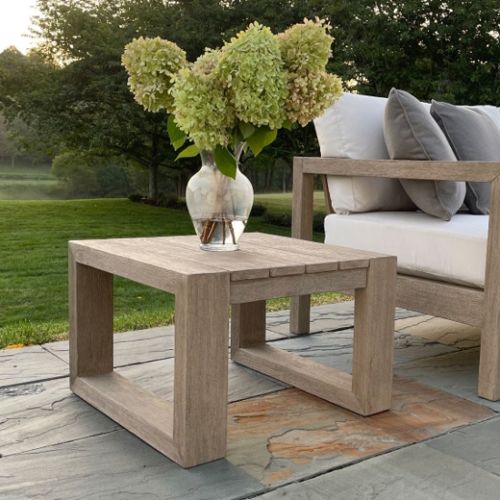 Montauk Vintage Teak 23.5" Square Side Table lifestyle