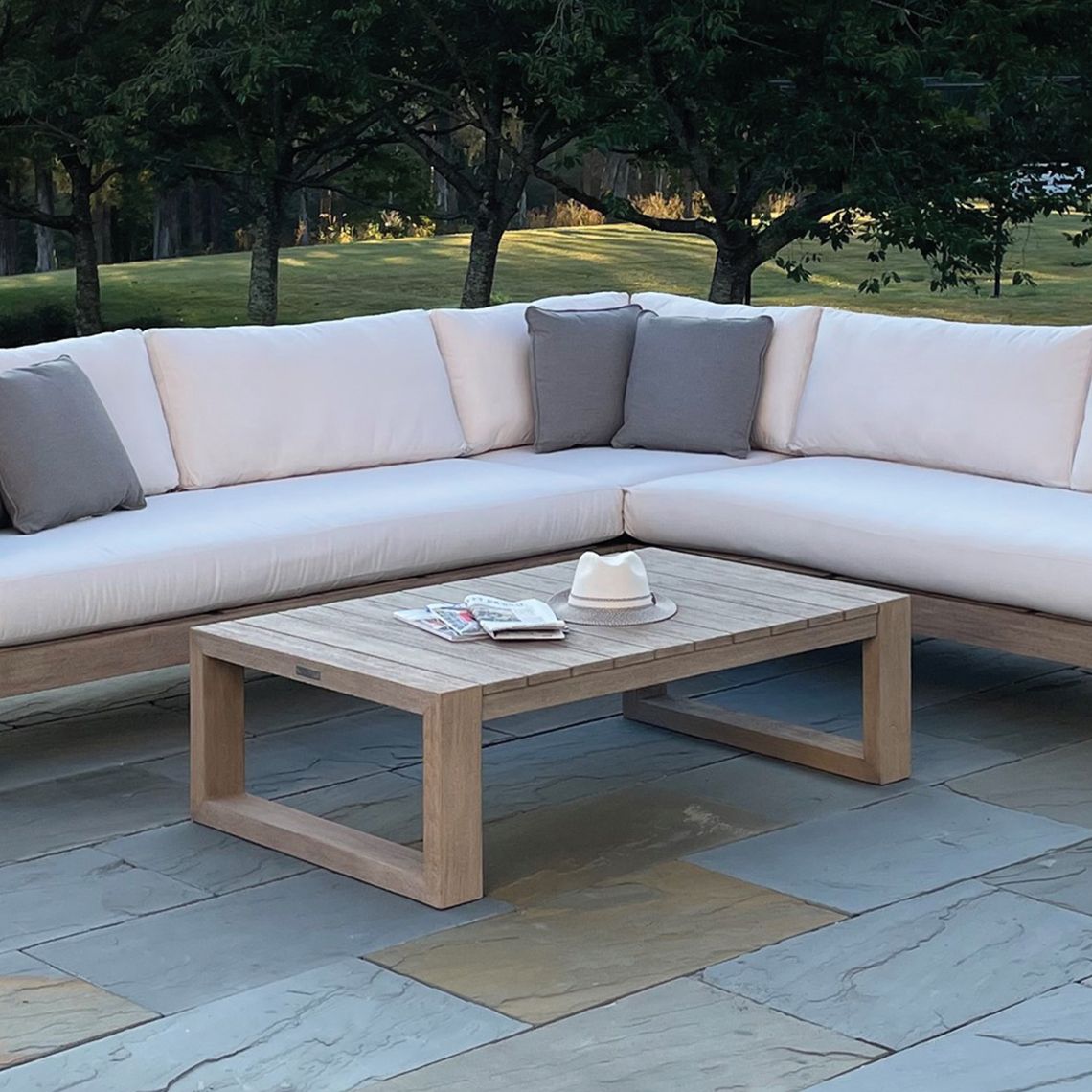 Montauk Vintage Teak 51" x 31.5" Rectangle Coffee Table lifestyle
