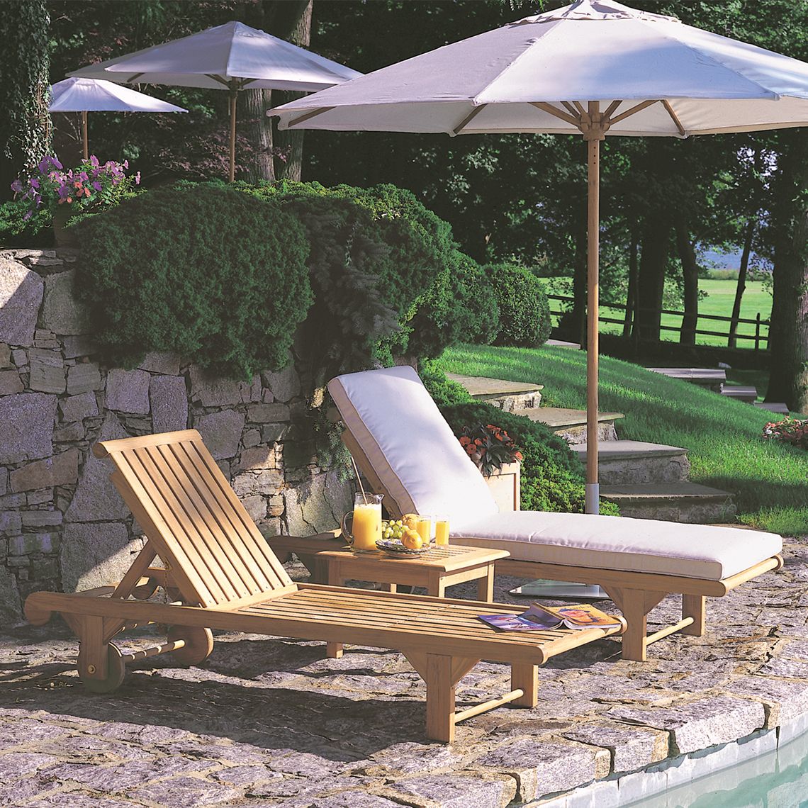 Kingsley Bate Nantucket Teak Chaise Lounge Set - KB-NANTUCKET-SET2