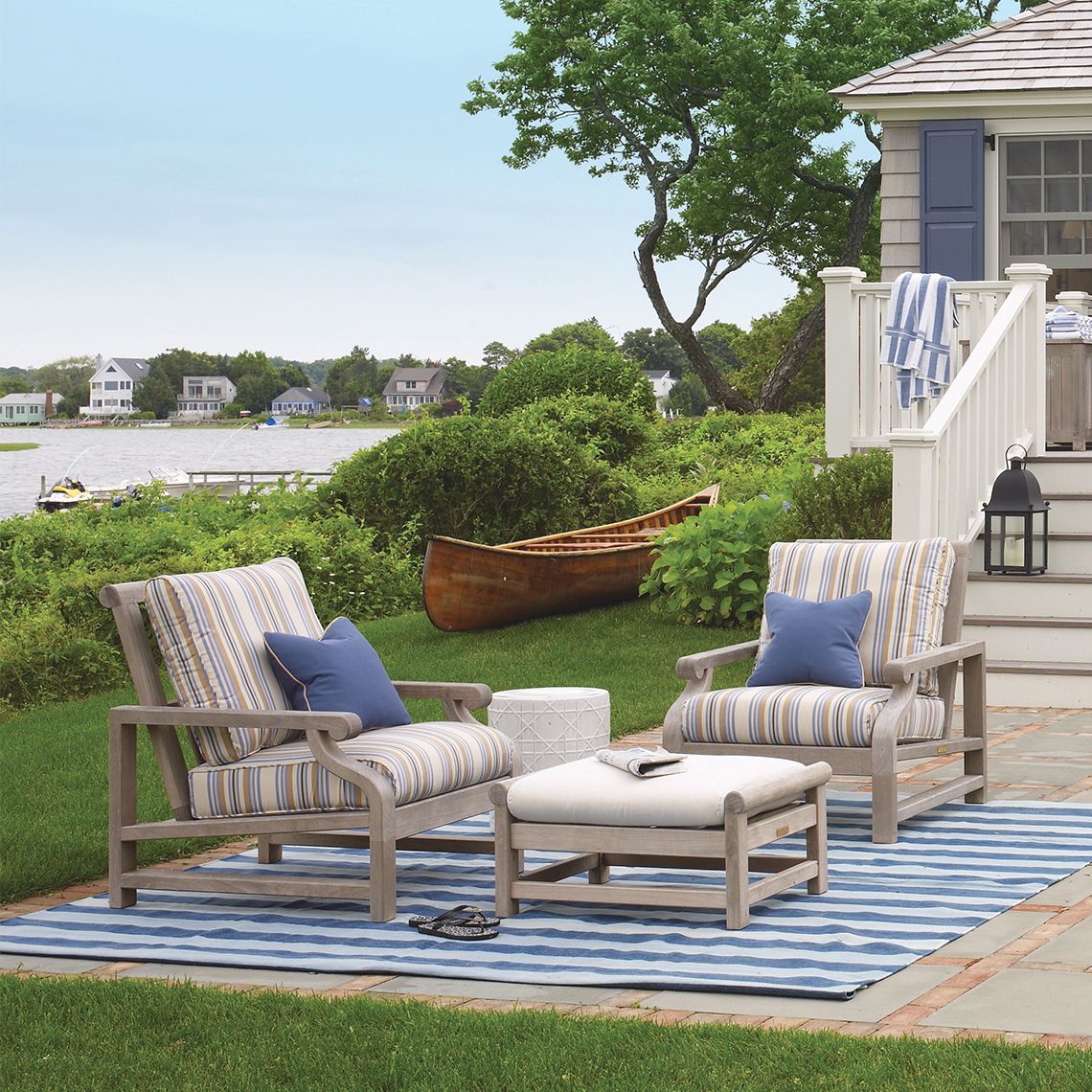 Kingsley Bate Nantucket Teak Lounge Chair Set - KB-NANTUCKET-SET5