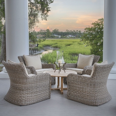 Kingsley Bate Sag Harbor Wicker Lounge Chair Set with Teak Table - KB-SAGHARBOR-SET1