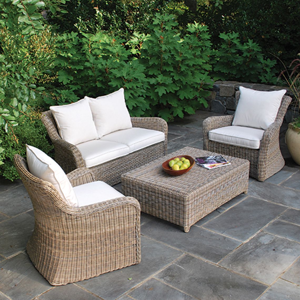 Sag Harbor Settee and Lounge Chair Wicker Set