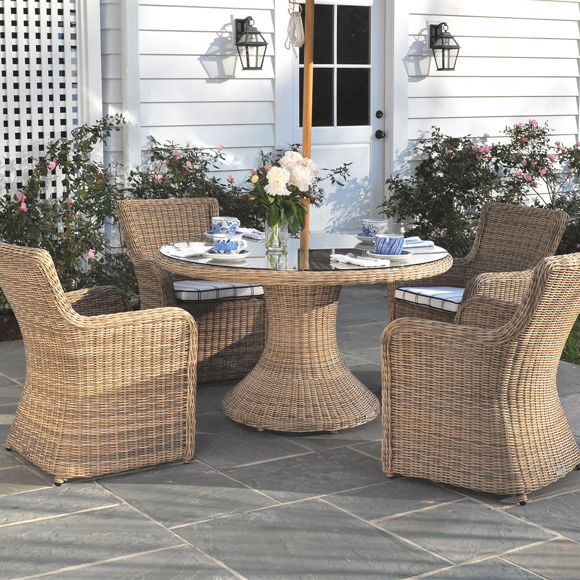 Kingsley Bate Sag Harbor Wicker Patio Dining Set for 4 - KB-SAGHARBOR-SET8