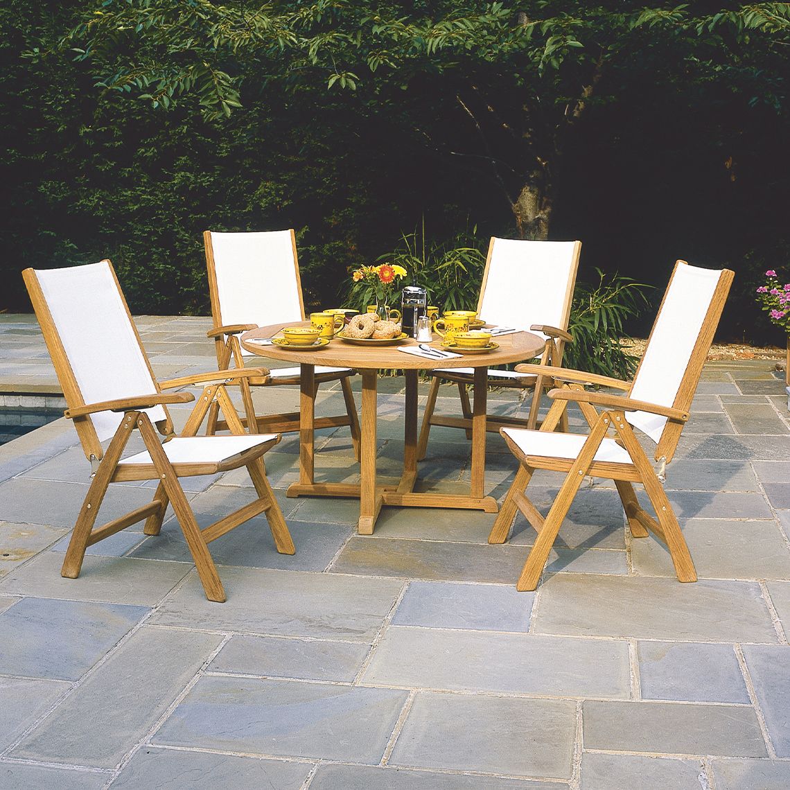 Kingsley Bate St. Tropez Teak Dining Set with Adjustable Chairs - KB-STTROPEZ-SET3