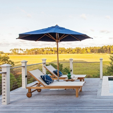 Kingsley Bate St. Tropez Teak Chaise Lounger with Sling Set - KB-STTROPEZ-SET6