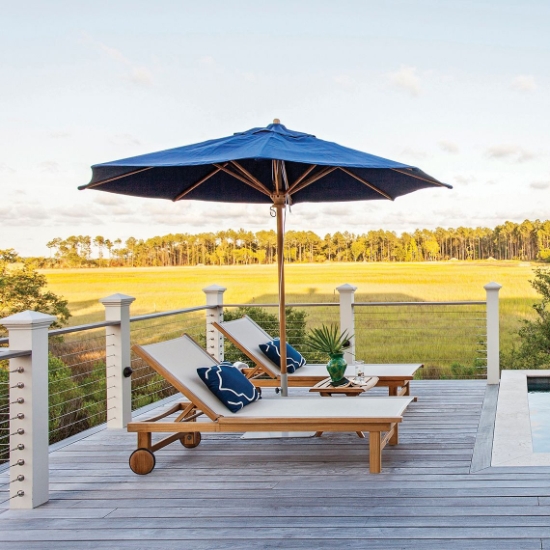 St. Tropez Teak Chaise Lounger with Sling Set